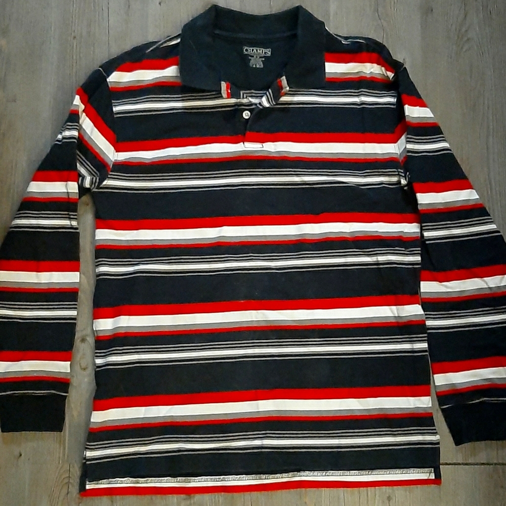 Champs Long Sleeved Striped Polo